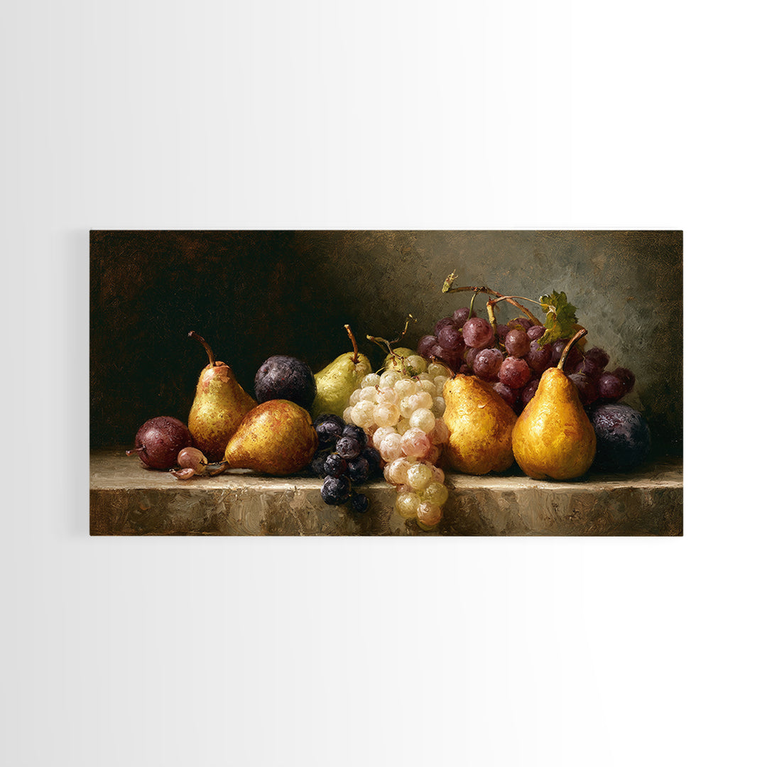 Classical Fruit Still Life Canvas Print, Dining Room Art, Large Wall Art, Dining Room Decor, Dining, Watercolor Painting, DRA-2x1-93