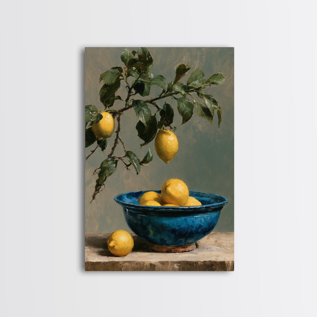 Italian Lemon Branch Framed Canvas Print, Dining Room Art, Room Decor, Dining Room Decor, Fine Art, Dining, Canvas Art, DRA-2x3-13