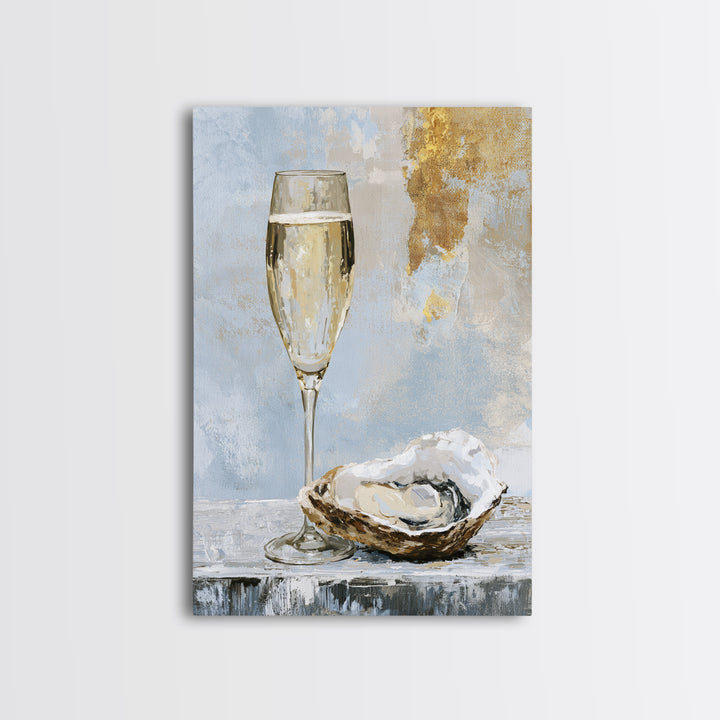 Elegant Oyster and Champagne Still Life Canvas Print, Dining Room Art, Bedroom Wall Art, Dining Room Decor, Fine Art, Dining, DRA-2x3-15