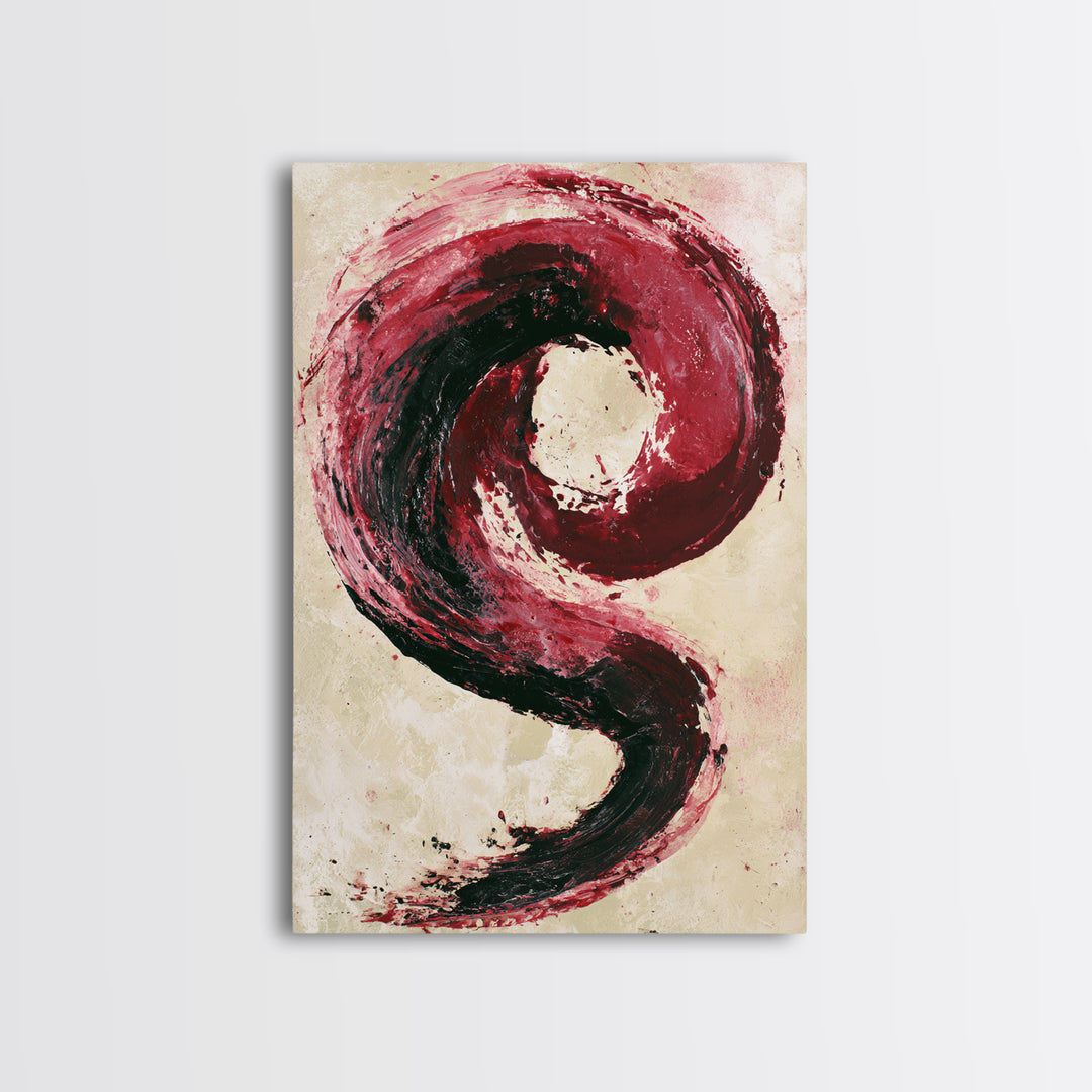 Abstract Red Wine Swirl Framed Canvas Print, Dining Room Art, Gallery Decor, Dining Room Decor, Dining, Minimalist Decor, DRA-2x3-2