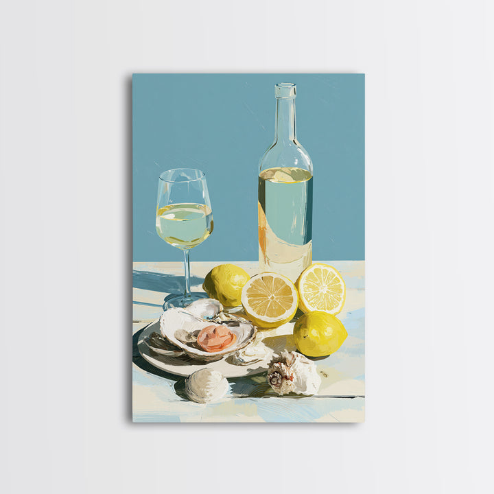 Shellfish and Lemon Still Life Framed Canvas Print, Dining Room Art, Living Room Decor, Dining Room Decor, Fine Art, Dining, DRA-2x3-24