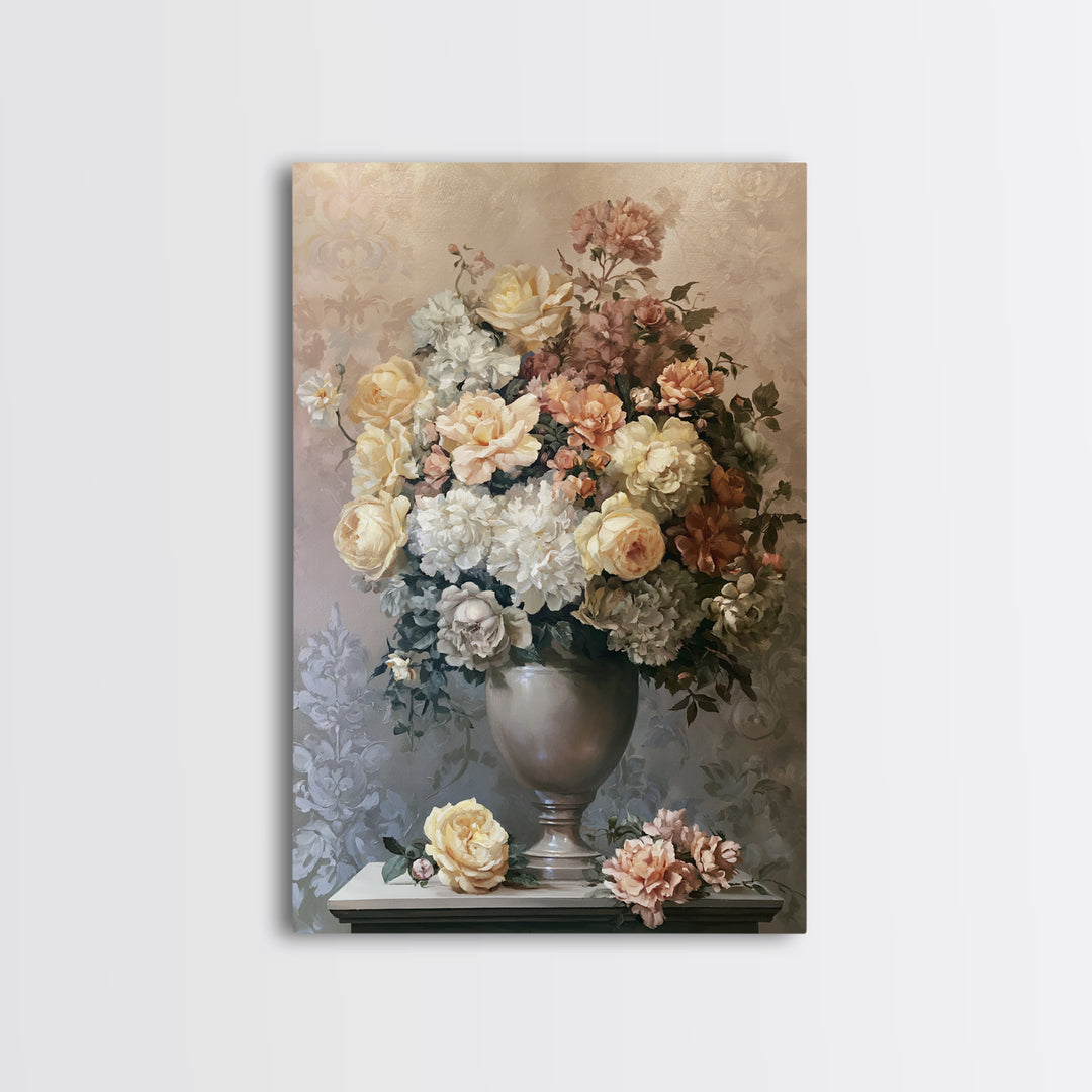 Classic Dutch Feast Arrangement Framed Canvas Print, Dining Room Art, Watercolor Painting, Dining Room Decor, Fine Art, Dining, DRA-2x3-3