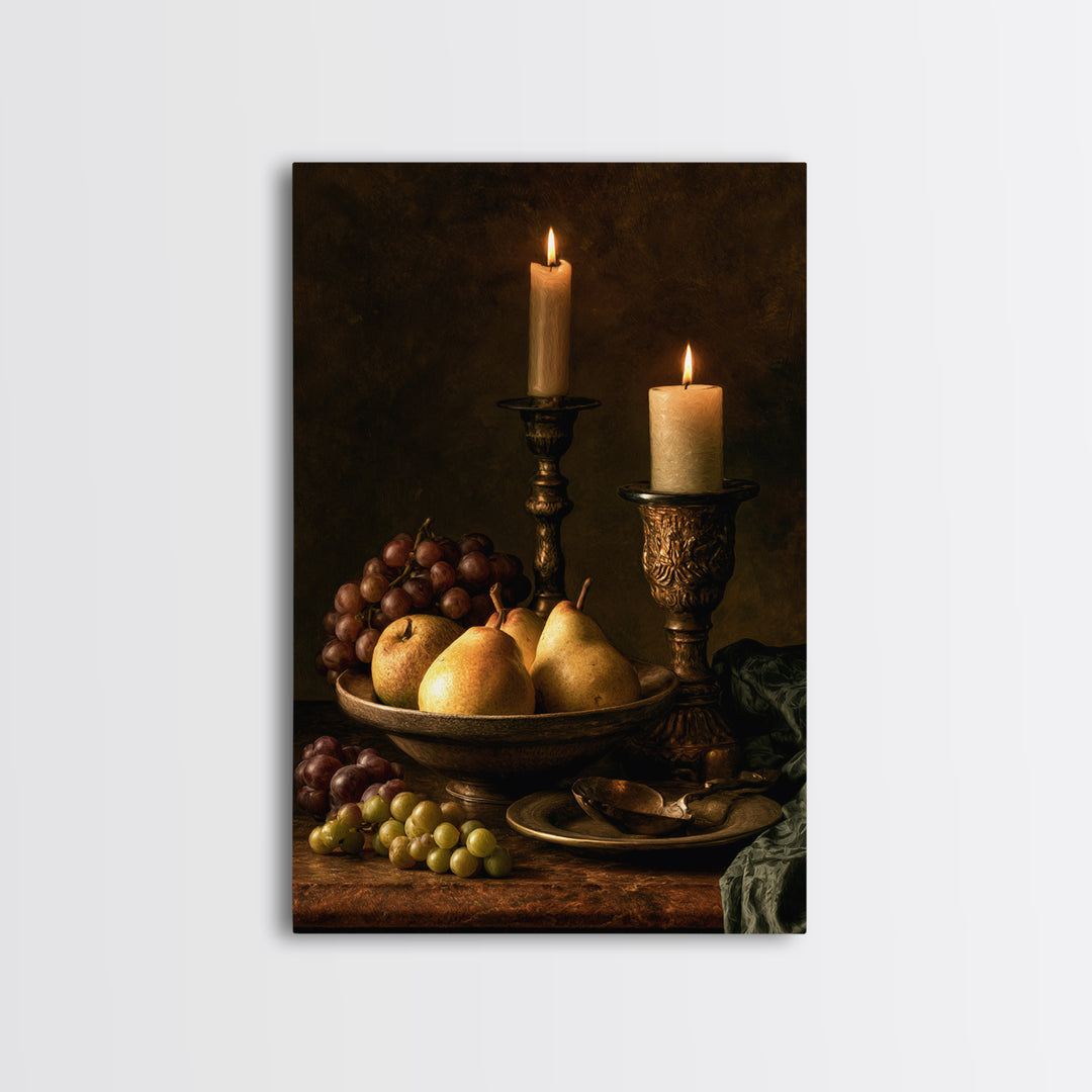 Classical Fruit Still Life Framed Canvas Print, Dining Room Art, Wall Art, Dining Room Decor, Watercolor Art, Dining, DRA-2x3-33