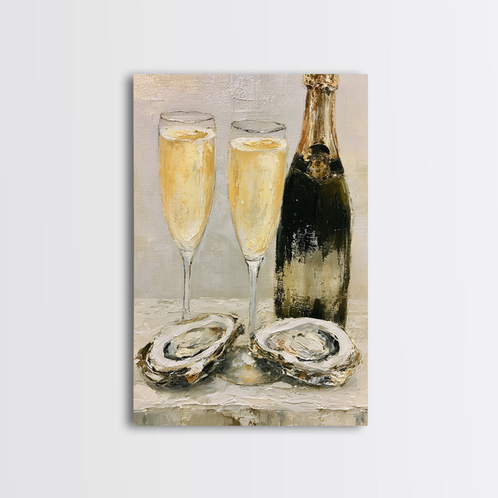 Elegant Oyster and Champagne Still Life Canvas Print, Dining Room Art, Wall Decor, Dining Room Decor, Fine Art, Dining, DRA-2x3-39