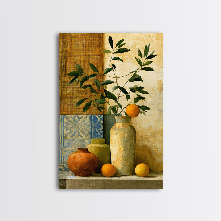 Mediterranean Olive Branch and Citrus Arrangement Canvas Print, Dining Room Art, Bedroom Wall Art, Dining Room Decor, Dining, DRA-2x3-44