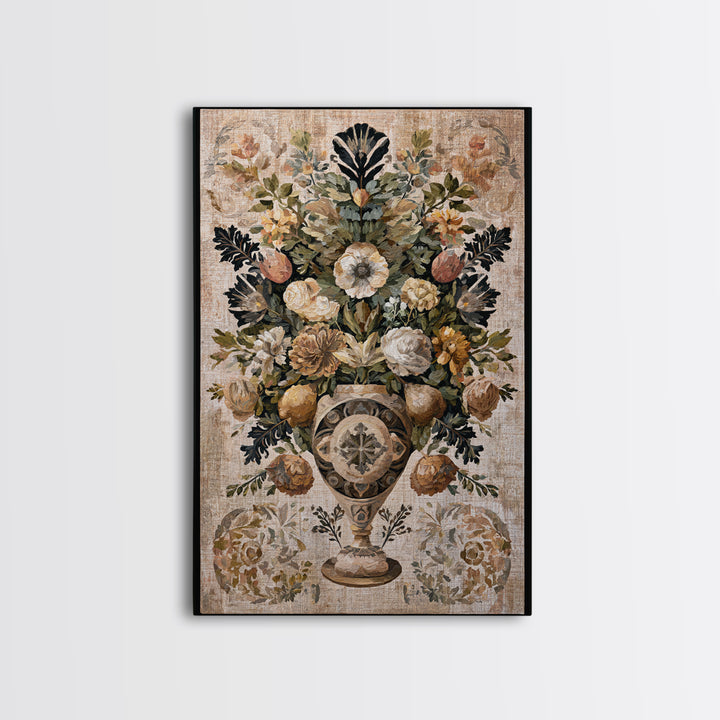 Classic Dutch Feast Arrangement Framed Canvas Print, Dining Room Art, Food Art, Dining Room Decor, Oil Painting, Dining, DRA-2x3-51