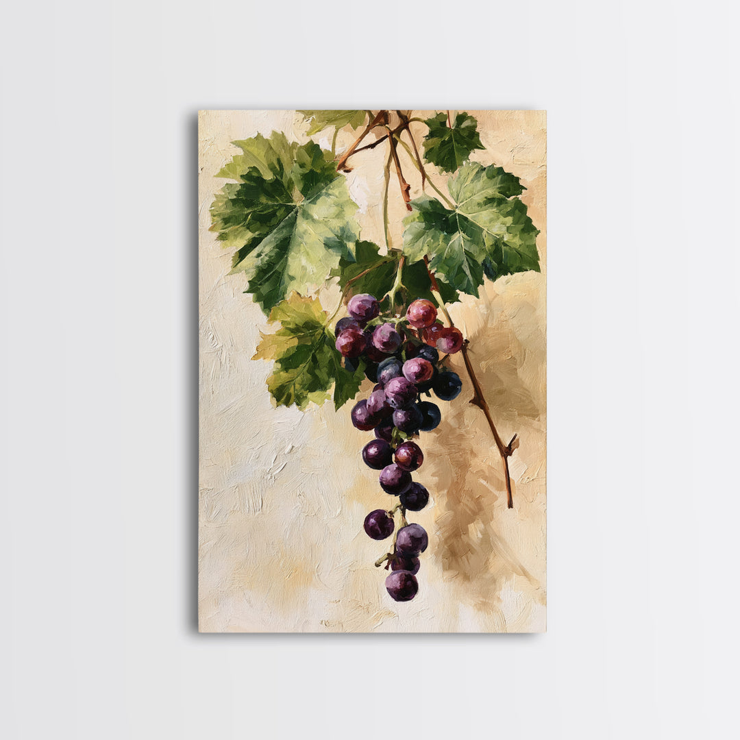 Botanical Grapevine with Leaves and Fruit Canvas Print, Dining Room Art, Contemporary Art, Dining Room Decor, Dining, DRA-2x3-53