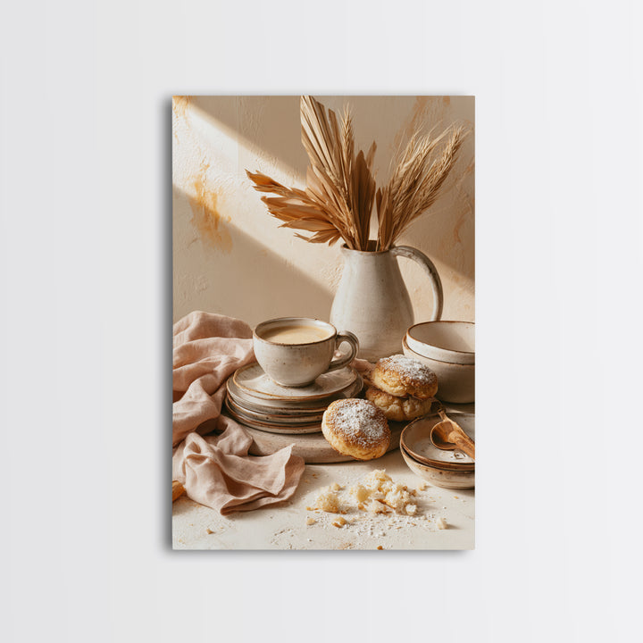 Coffee and Pastry Scene for Breakfast Nook Canvas Print, Dining Room Art, Textured Painting, Dining Room Decor, Dining, DRA-2x3-70