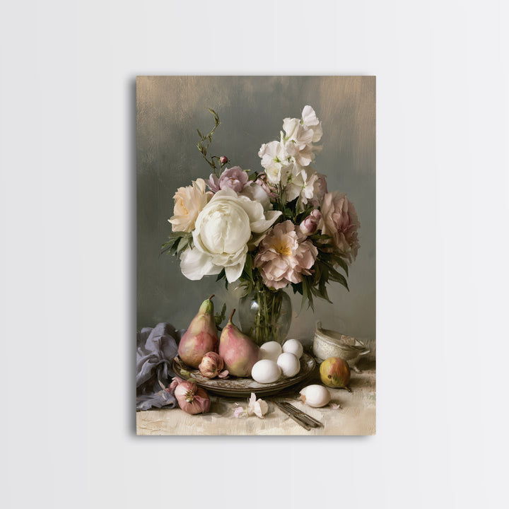 Classic Dutch Feast Arrangement Framed Canvas Print, Dining Room Art, Room Decor, Dining Room Decor, Fine Art, Dining, DRA-2x3-75