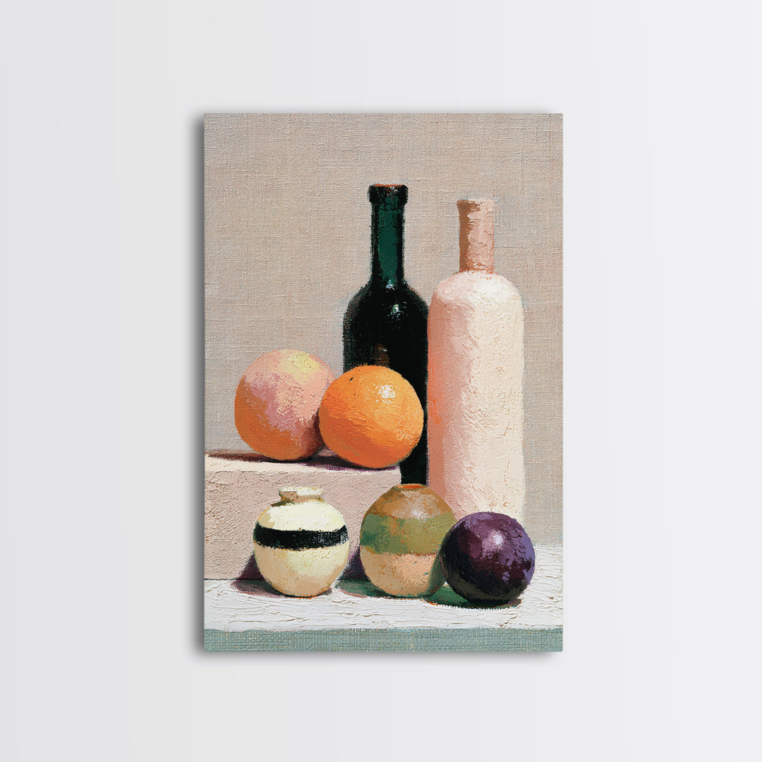 Peach and Plum Still Life Framed Canvas Print, Dining Room Art, Canvas Wall Art, Dining Room Decor, Fine Art, Dining, DRA-2x3-76