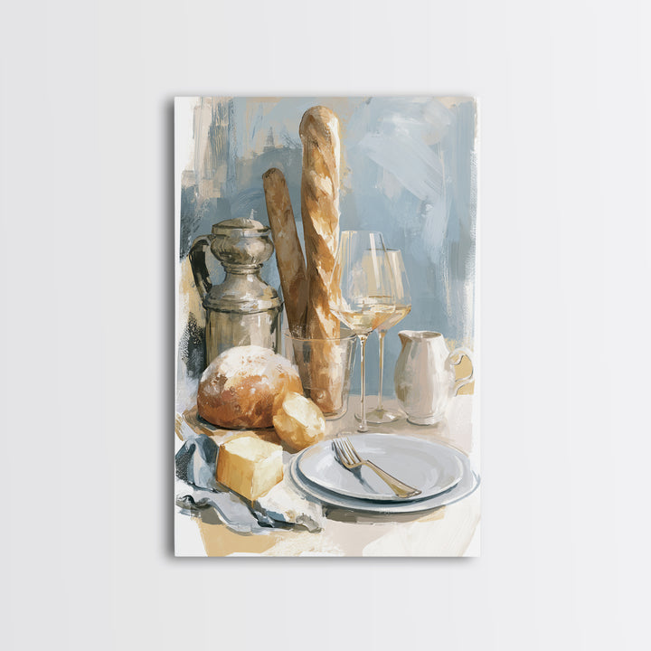 French Bistro Food Illustration Without Text Framed Canvas Print, Dining Room Art, Home Decor, Dining Room Decor, Dining, DRA-2x3-90