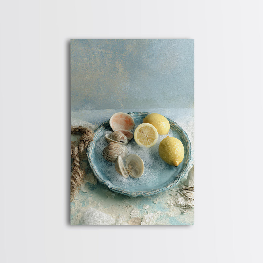 Shellfish and Lemon Still Life Canvas Print, Dining Room Art, Contemporary Art, Dining Room Decor, Fine Art, Dining, DRA-2x3-96