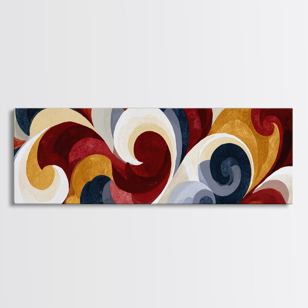 Abstract Red Wine Swirl Framed Canvas Print, Dining Room Art, Textured Painting, Dining Room Decor, Abstract Art, Dining, DRA-3x1-10
