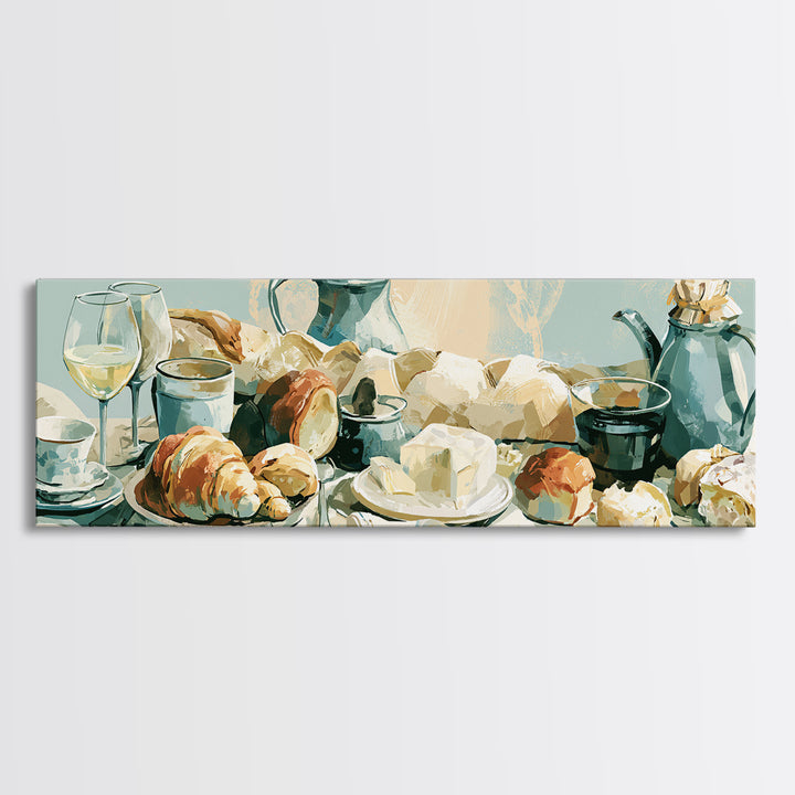 French Bistro Food Illustration Without Text Framed Canvas Print, Dining Room Art, Wall Art, Dining Room Decor, Dining, DRA-3x1-2