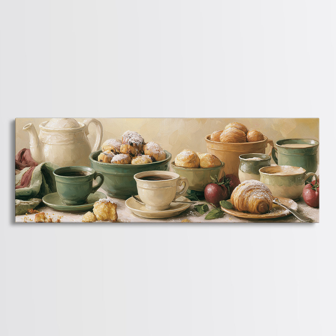 Coffee and Pastry Scene for Breakfast Nook Canvas Print, Dining Room Art, Room Decor, Dining Room Decor, Fine Art, Dining, DRA-3x1-30