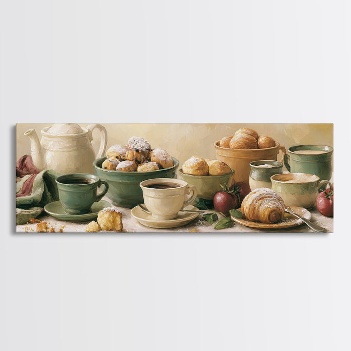 Coffee and Pastry Scene for Breakfast Nook Canvas Print, Dining Room Art, Room Decor, Dining Room Decor, Fine Art, Dining, DRA-3x1-30