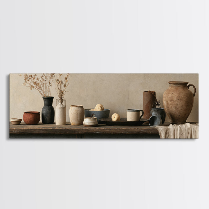 Sunlit Farmhouse Table Objects Without Room View Canvas Print, Dining Room Art, Bedroom Decor, Dining Room Decor, Dining, DRA-3x1-33