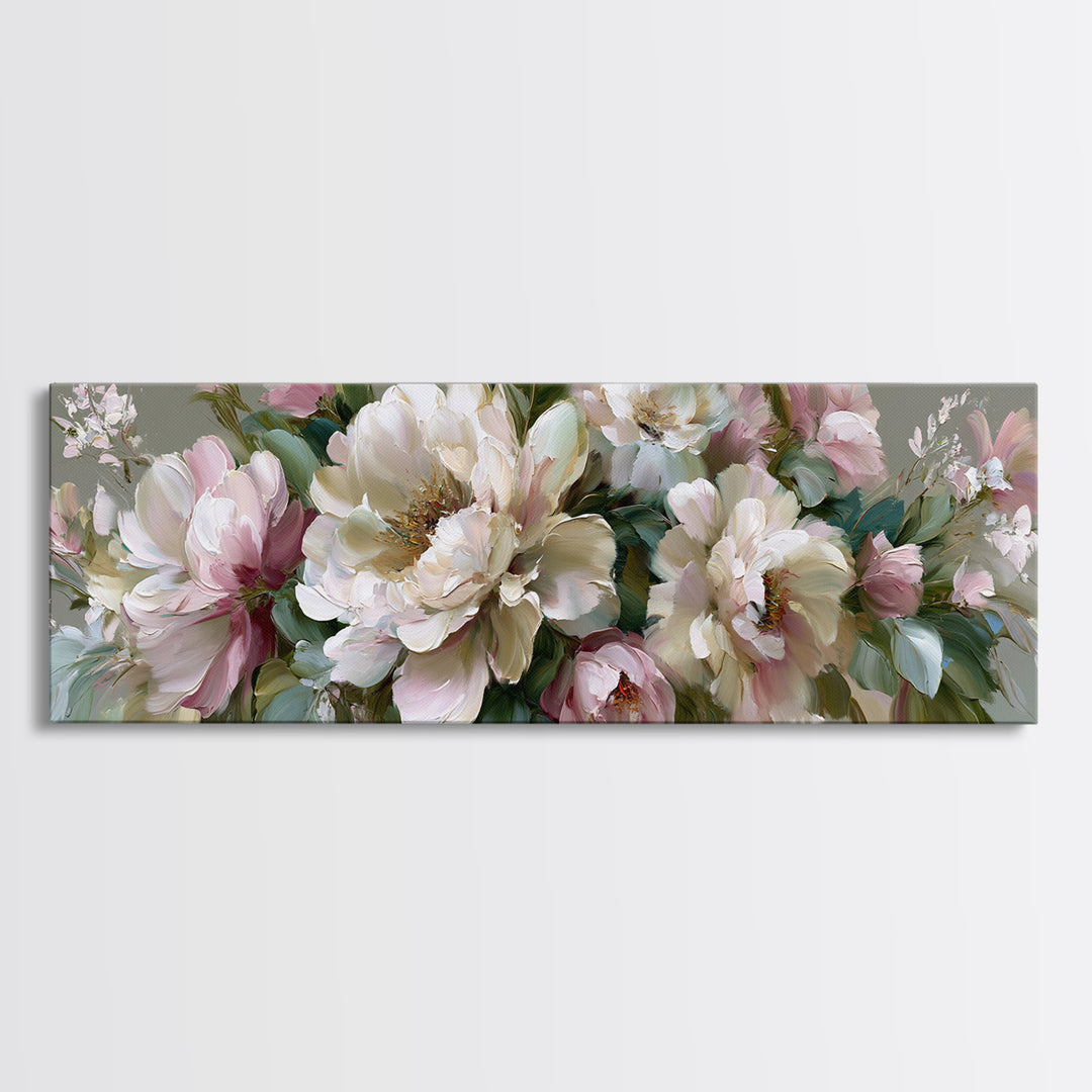 Large Expressive Flower Vase Canvas Print, Dining Room Art, Dining Room Wall Art, Dining Room Decor, Oil Painting, Dining, DRA-3x1-40