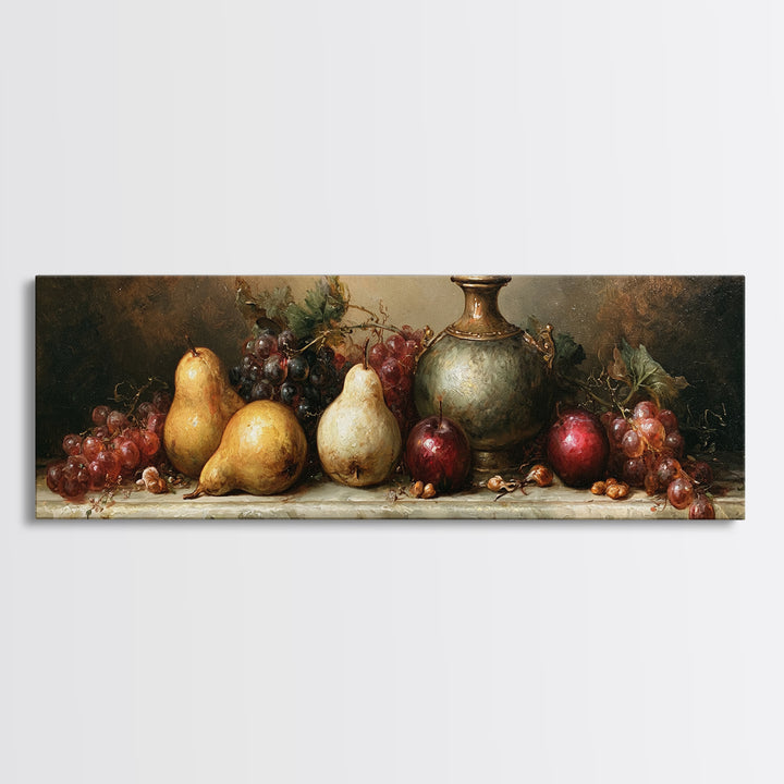 Classical Fruit Still Life Canvas Print, Dining Room Art, Abstract Wall Art, Dining Room Decor, Watercolor Art, Dining, DRA-3x1-41