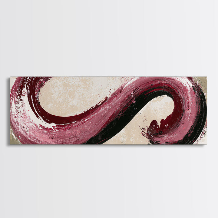 Abstract Red Wine Swirl Framed Canvas Print, Dining Room Art, Canvas Art, Dining Room Decor, Fine Art, Dining, Bedroom Wall Art, DRA-3x1-58