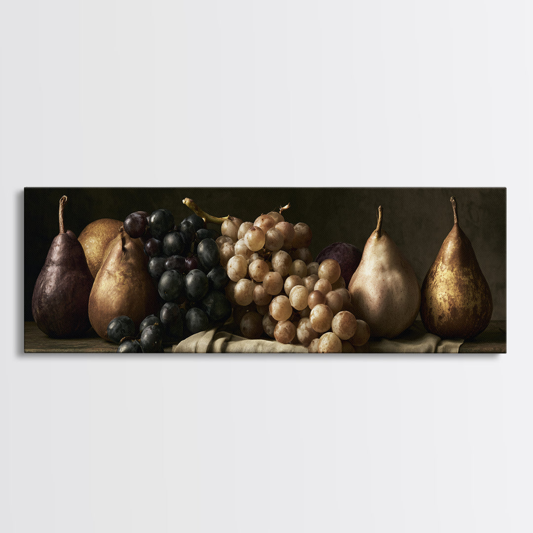 Classical Fruit Still Life Canvas Print, Dining Room Art, Abstract Wall Art, Dining Room Decor, Watercolor Art, Dining, DRA-3x1-65