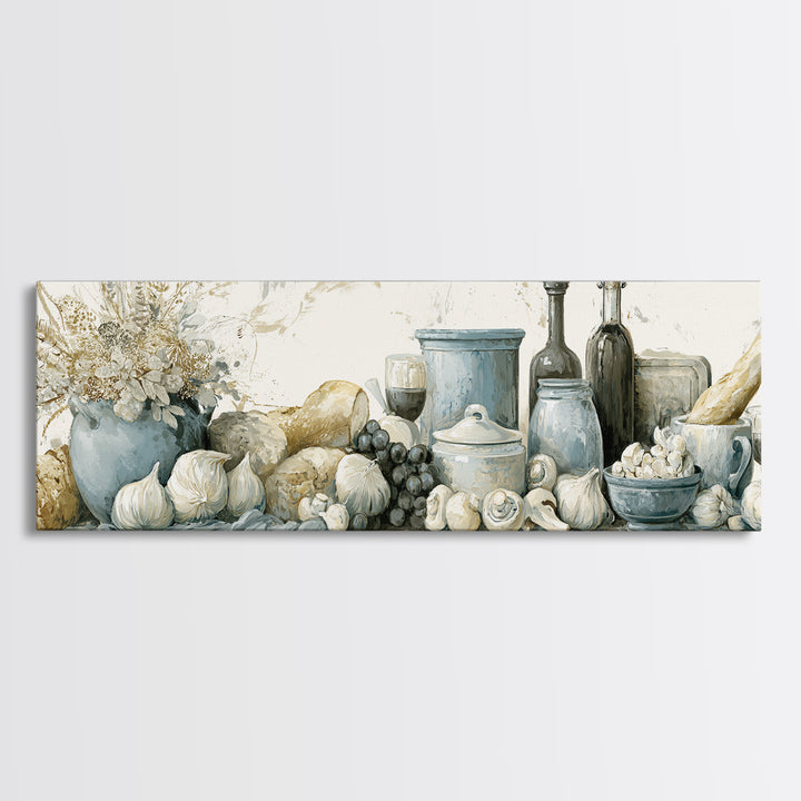French Bistro Food Illustration Without Text Canvas Print, Dining Room Art, Digital Print, Dining Room Decor, Dining, DRA-3x1-74