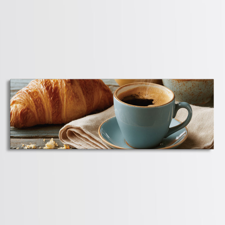 Coffee and Pastry Scene for Breakfast Nook Canvas Print, Dining Room Art, Textured Painting, Dining Room Decor, Dining, DRA-3x1-78