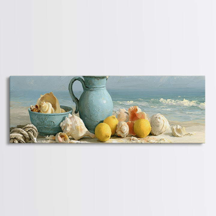 Shellfish and Lemon Still Life Canvas Print, Dining Room Art, Set of 3 Prints, Dining Room Decor, Dining, Fine Art Print, DRA-3x1-8