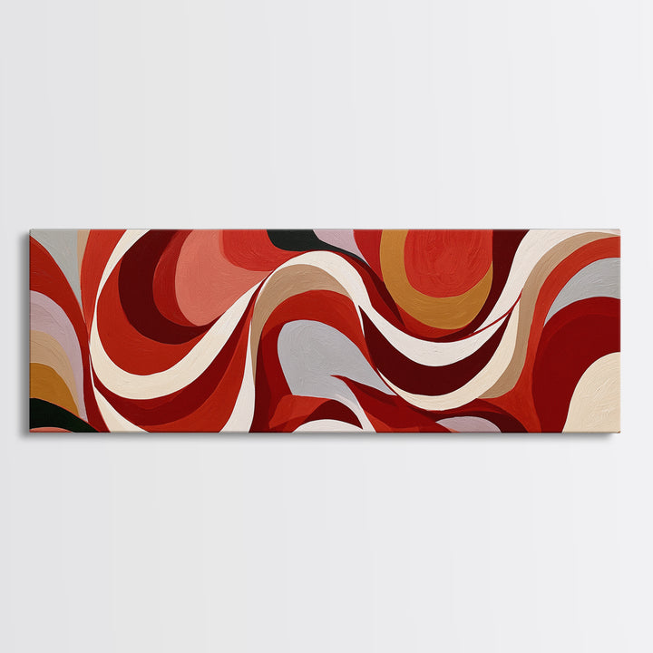 Abstract Red Wine Swirl Framed Canvas Print, Dining Room Art, Canvas Art, Dining Room Decor, Fine Art, Dining, Bedroom Wall Art, DRA-3x1-82