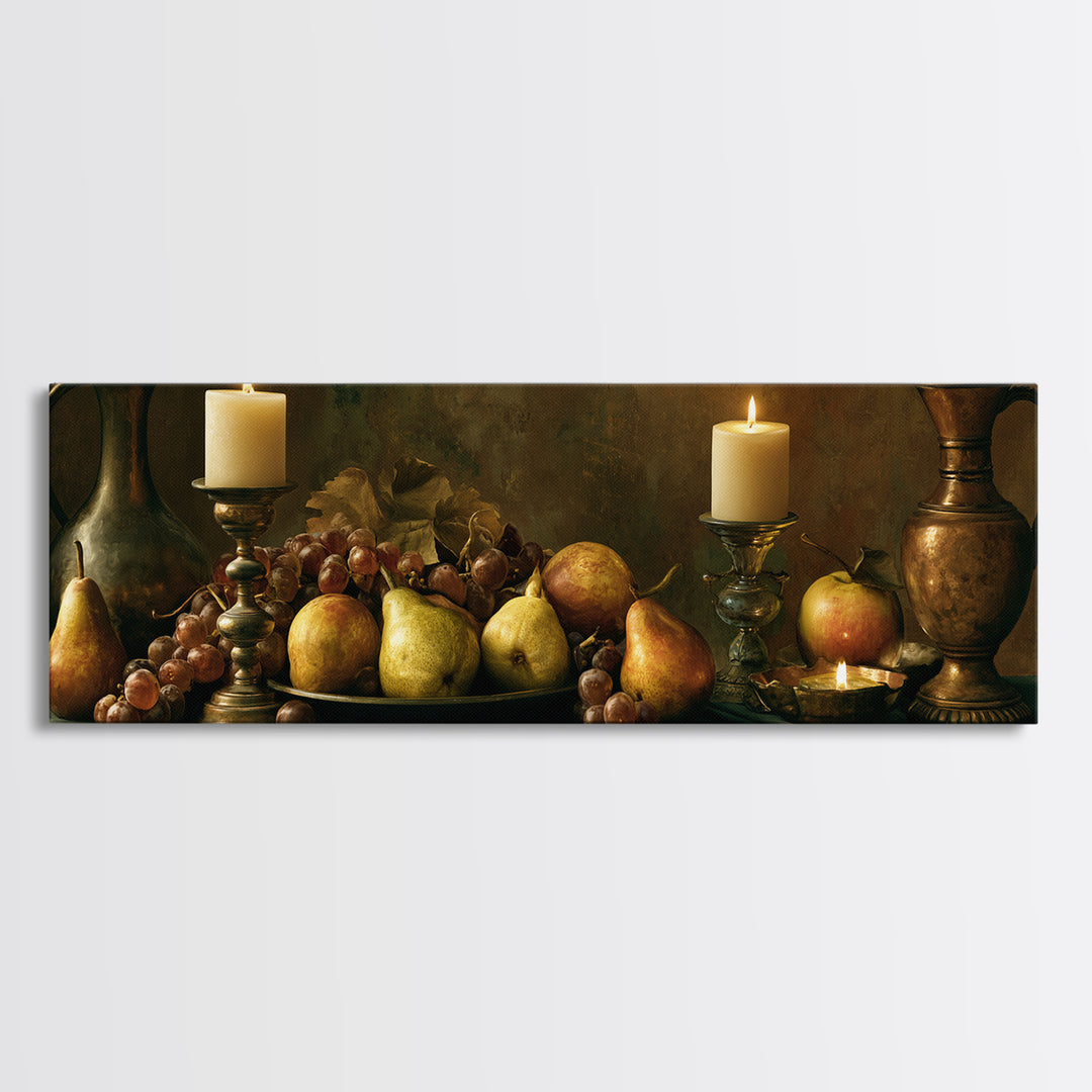 Classical Fruit Still Life Framed Canvas Print, Dining Room Art, Set of 3 Prints, Dining Room Decor, Oil Painting, Dining, DRA-3x1-89