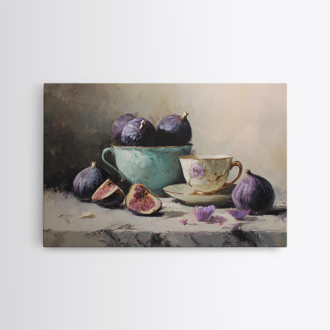 Pomegranate and Gold Leaf Botanical Study Canvas Print, Dining Room Art, Print, Dining Room Decor, Oil Painting, Dining, DRA-3x2-12
