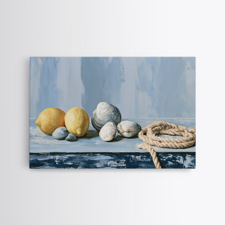 Shellfish and Lemon Still Life Framed Canvas Print, Dining Room Art, Large Wall Art, Dining Room Decor, Fine Art, Dining, DRA-3x2-20