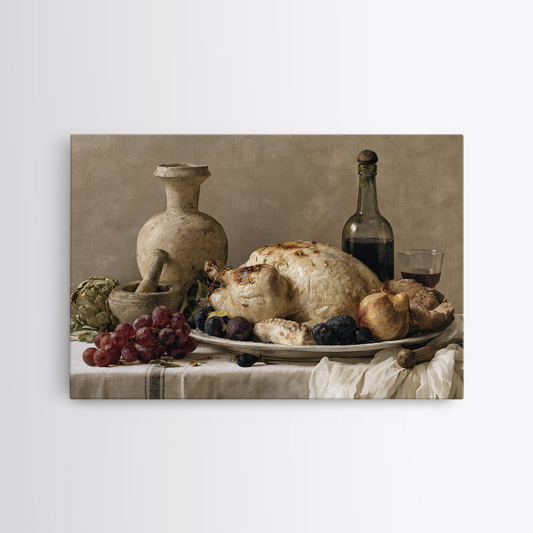 Classic Dutch Feast Arrangement Framed Canvas Print, Dining Room Art, Canvas Wall Art, Dining Room Decor, Fine Art, Dining, DRA-3x2-23
