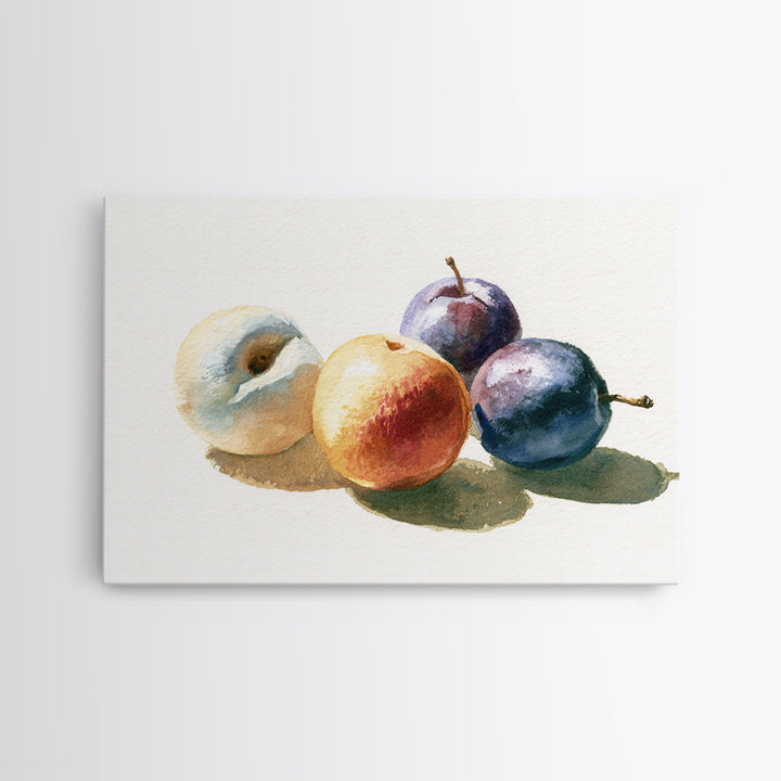 Peach and Plum Still Life Framed Canvas Print, Dining Room Art, Canvas Wall Art, Dining Room Decor, Fine Art, Dining, DRA-3x2-24