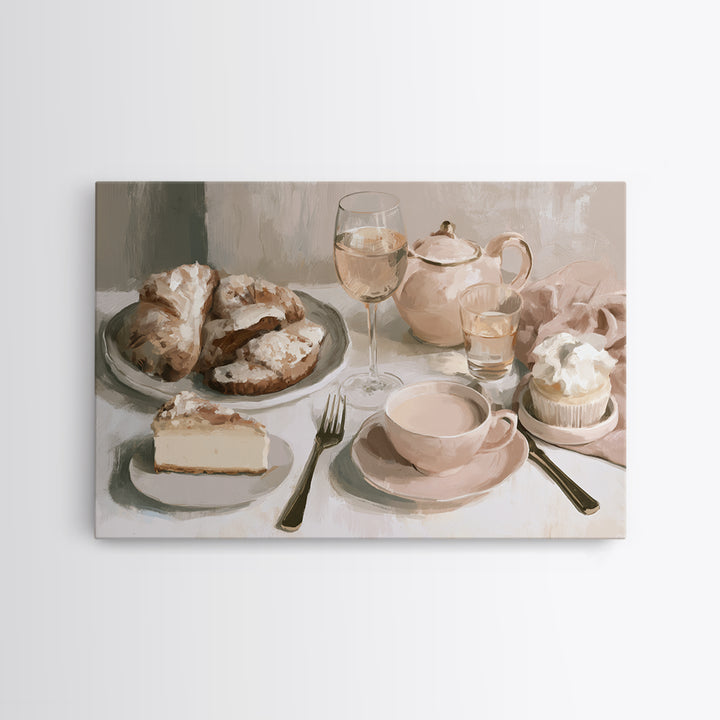 French Bistro Food Illustration Without Text Canvas Print, Dining Room Art, Abstract Art, Dining Room Decor, Fine Art, Dining, DRA-3x2-38
