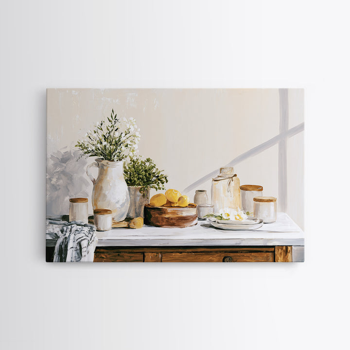 Sunlit Farmhouse Table Objects Without Room View Canvas Print, Dining Room Art, Living Room Decor, Dining Room Decor, Dining, DRA-3x2-45