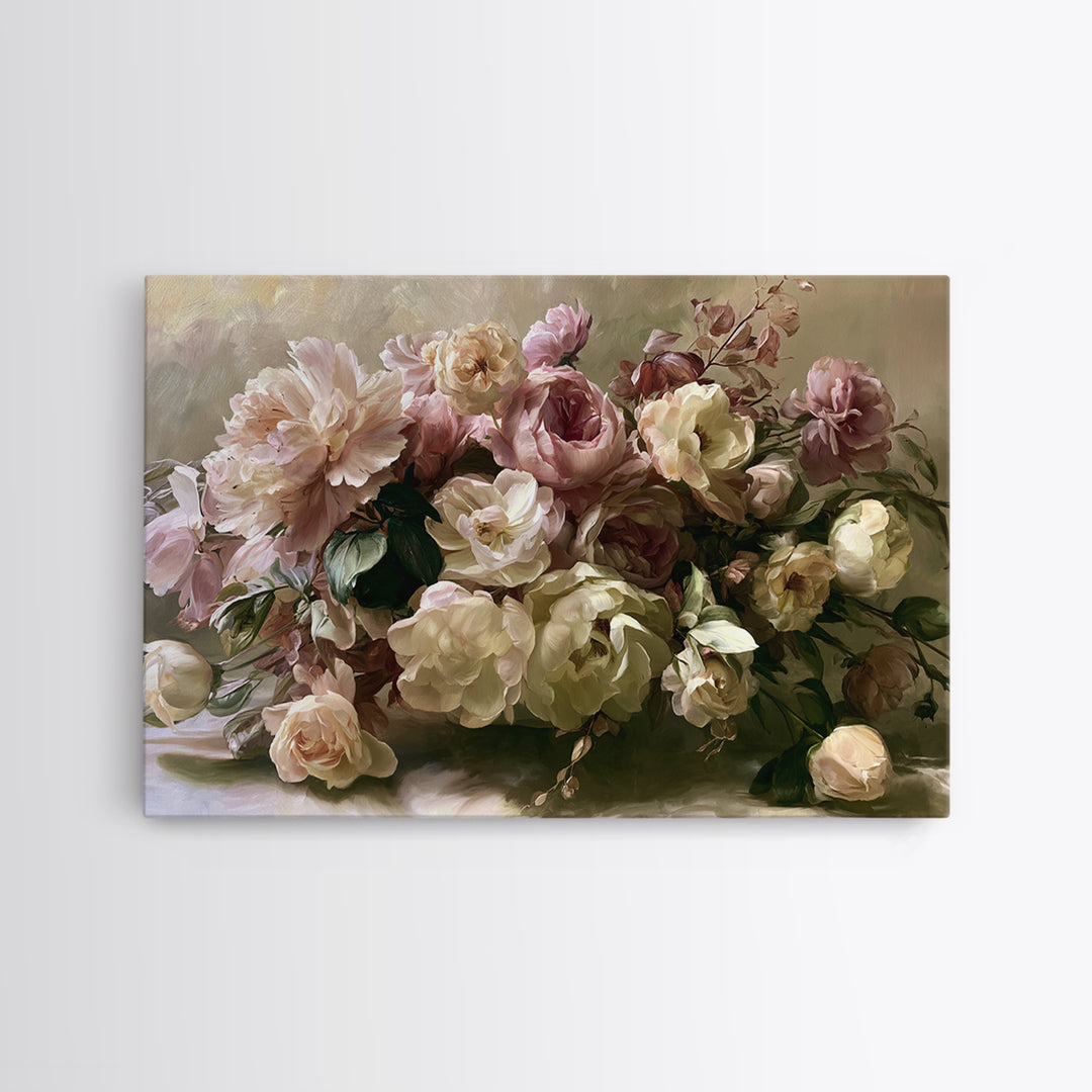Large Floral Centerpiece Canvas Print, Dining Room Art, Kitchen Wall Art, Dining Room Decor, Oil Painting, Dining, DRA-3x2-54