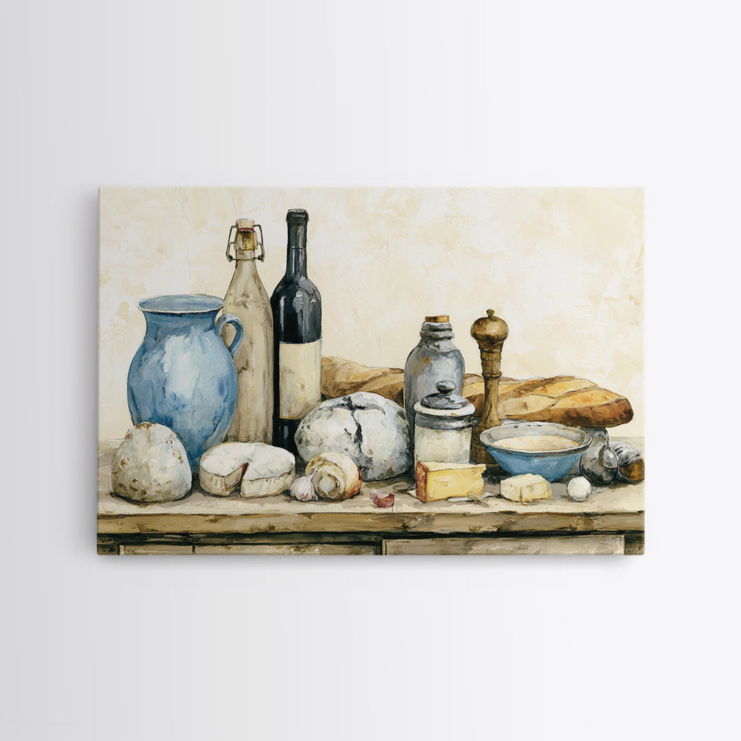 French Bistro Food Illustration Without Text Canvas Print, Dining Room Art, Abstract Art, Dining Room Decor, Fine Art, Dining, DRA-3x2-62