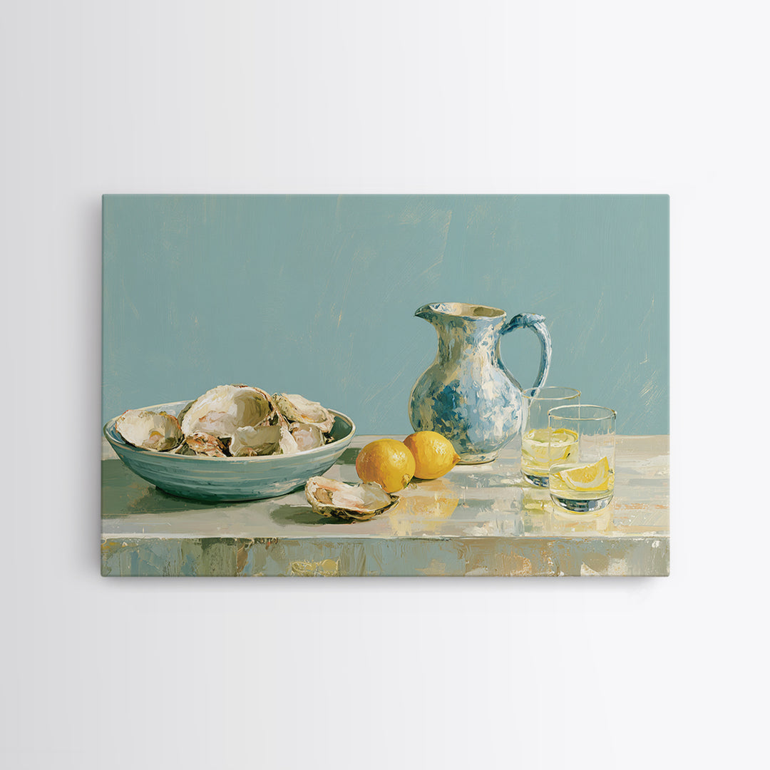 Shellfish and Lemon Still Life Canvas Print, Dining Room Art, Set of 3 Prints, Dining Room Decor, Dining, Fine Art Print, DRA-3x2-68