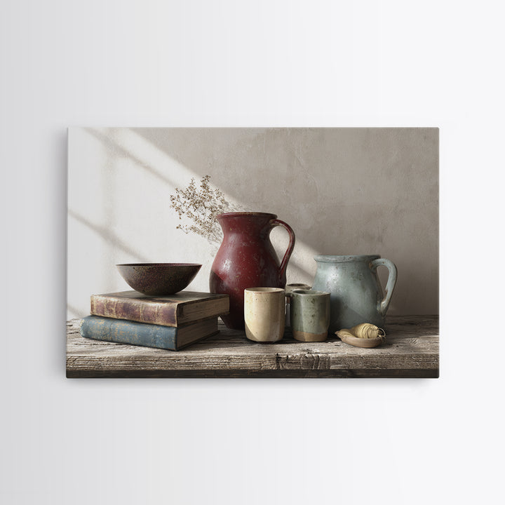 Sunlit Farmhouse Table Objects Without Room View Canvas Print, Dining Room Art, Living Room Decor, Dining Room Decor, Dining, DRA-3x2-69