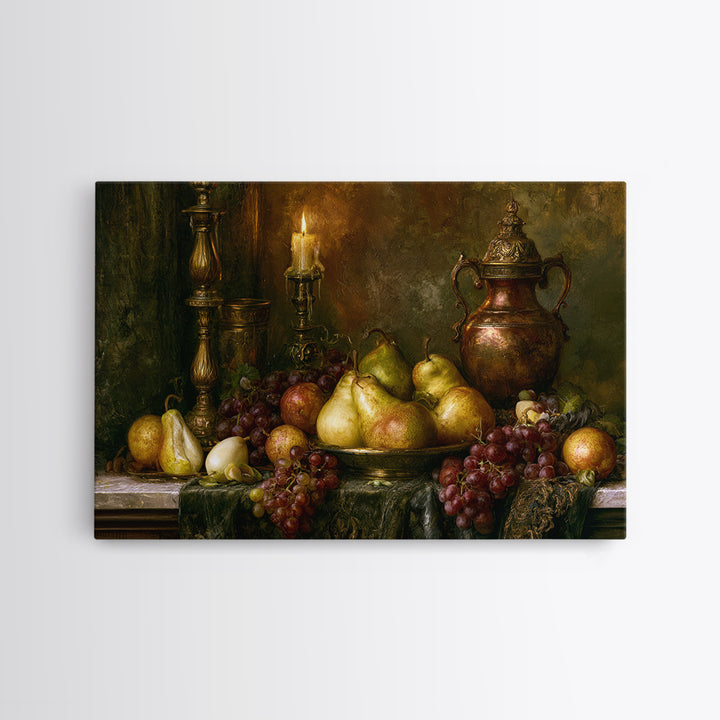 Classical Fruit Still Life Framed Canvas Print, Dining Room Art, Kitchen Wall Decor, Dining Room Decor, Fine Art, Dining, DRA-3x2-77
