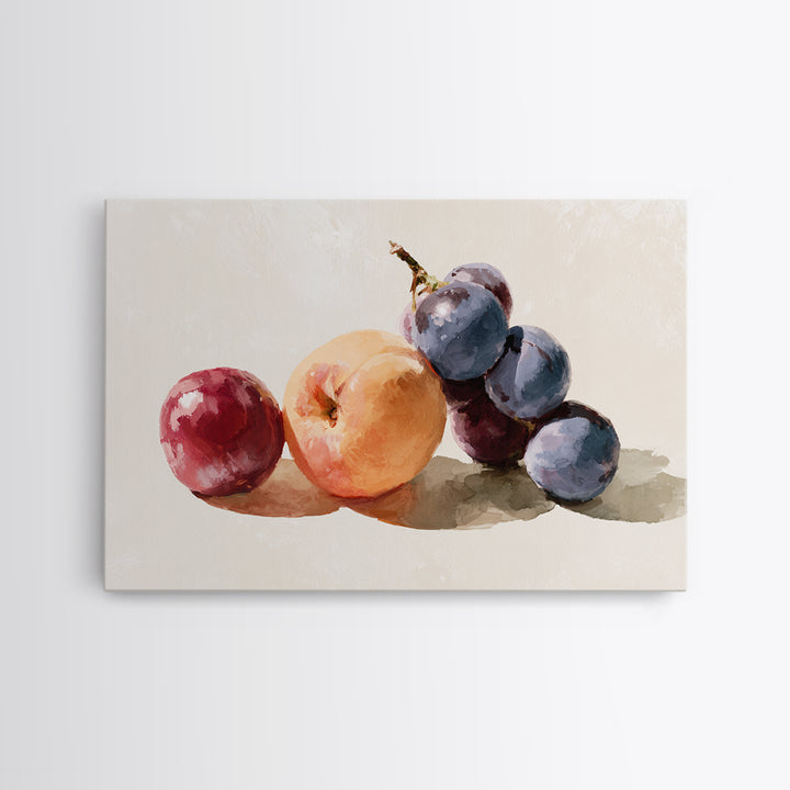 Peach and Plum Still Life Framed Canvas Print, Dining Room Art, Food Art, Dining Room Decor, Fine Art, Dining, DRA-3x2-96