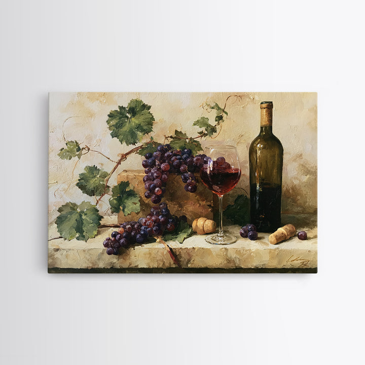 Botanical Grapevine with Leaves and Fruit Canvas Print, Dining Room Art, Set of 3 Prints, Dining Room Decor, Dining, DRA-3x2-97