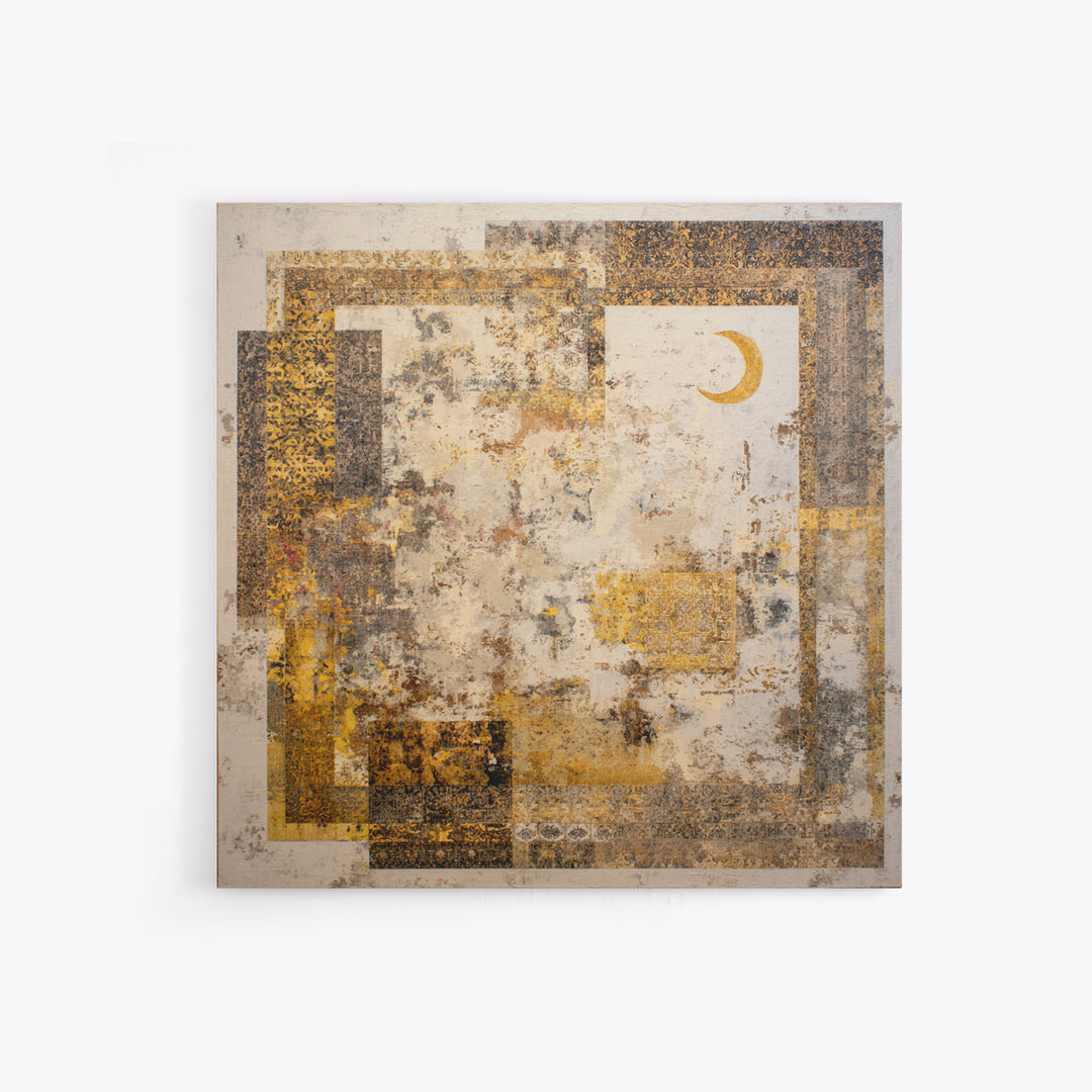 Abstract Shapes Layered Framed Canvas Print, Eclectic Art, Boho Decor, Living Room Decor, Abstract Art, Eclectic, Home Decor, ECL-1x1-100