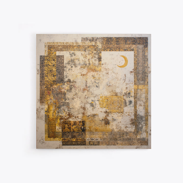 Abstract Shapes Layered Framed Canvas Print, Eclectic Art, Boho Decor, Living Room Decor, Abstract Art, Eclectic, Home Decor, ECL-1x1-100
