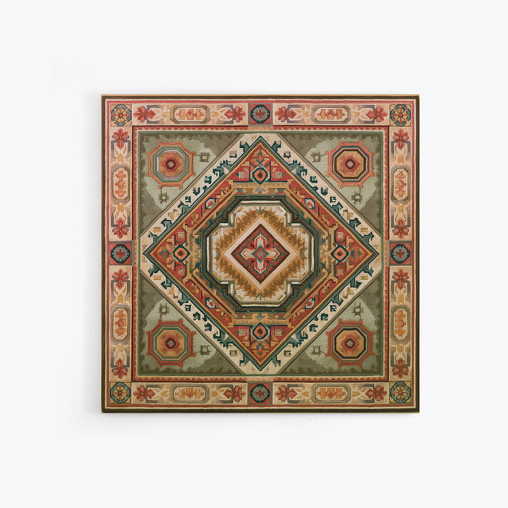 Layered Tapestry Pattern Framed Canvas Print, Eclectic Art, Large Wall Art, Living Room Decor, Watercolor Art, Eclectic, ECL-1x1-16