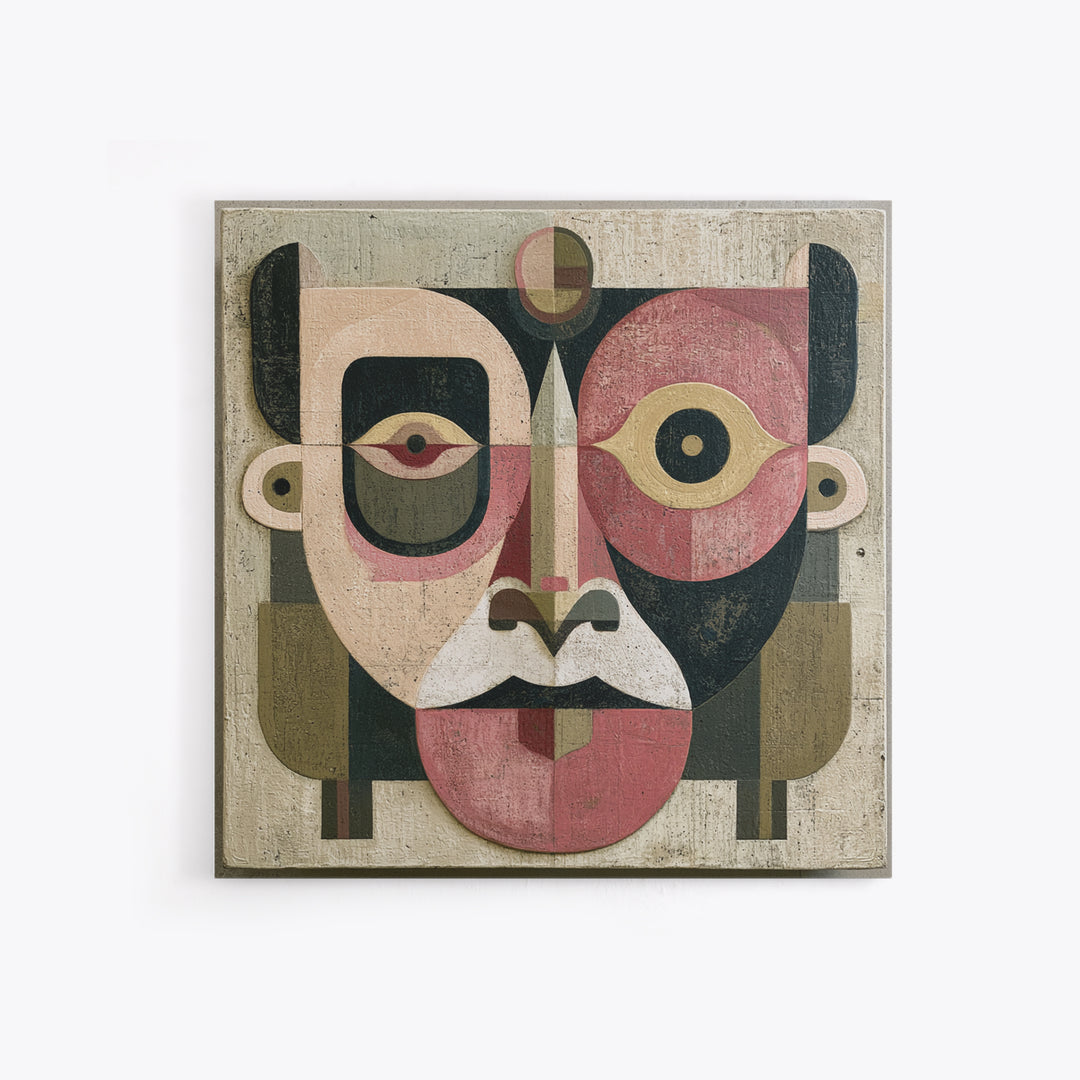 Abstract Mask with Playful Textures Canvas Print, Eclectic Art, Room Decor, Living Room Decor, Abstract Art, Eclectic, ECL-1x1-20
