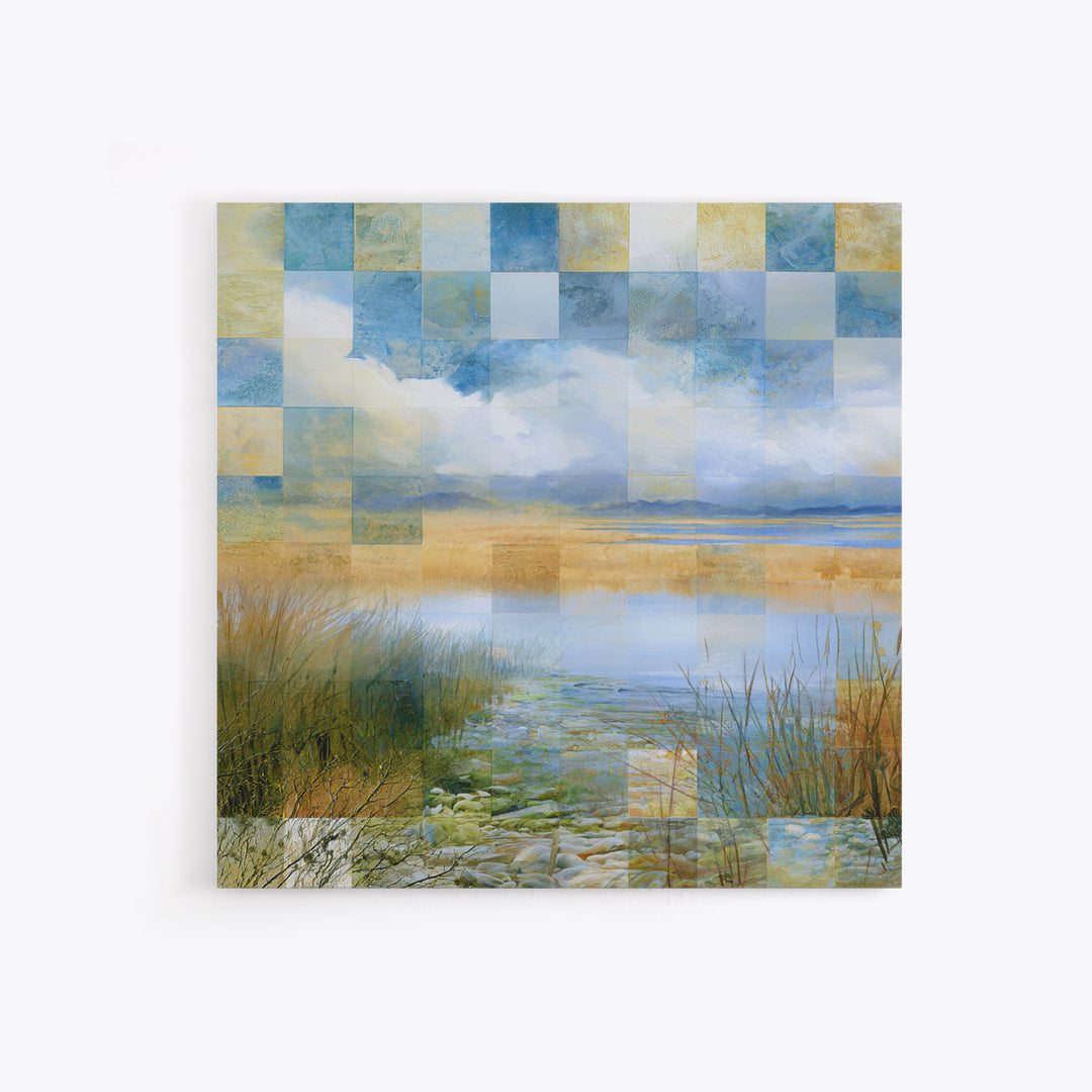 Playful Checkerboard Landscape Framed Canvas Print, Eclectic Art, Printable Wall Art, Living Room Decor, Fine Art, Eclectic, ECL-1x1-57