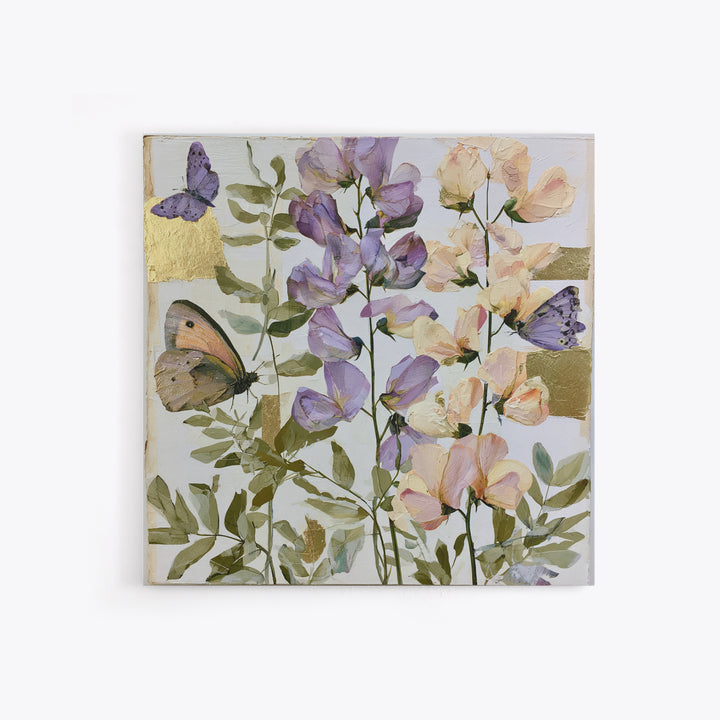 Botanical Collage with Butterflies and Old Paper Canvas Print, Eclectic Art, Digital Prints, Living Room Decor, Eclectic, ECL-1x1-61