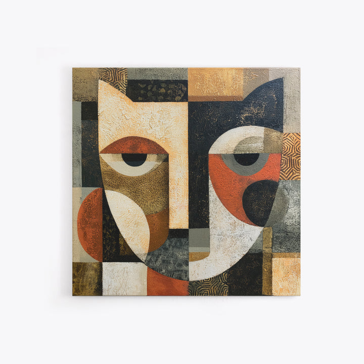 Abstract Mask with Playful Textures Framed Canvas Print, Eclectic Art, Printable Art, Living Room Decor, Fine Art, Eclectic, ECL-1x1-68